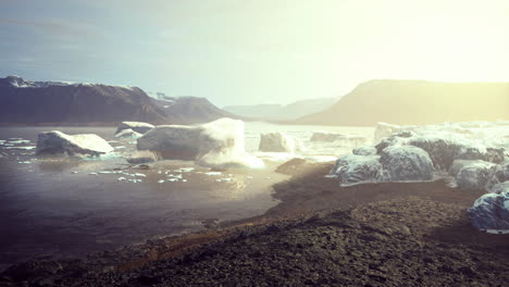 breathtaking icy landscape reveals stunning glacier formations at dawn