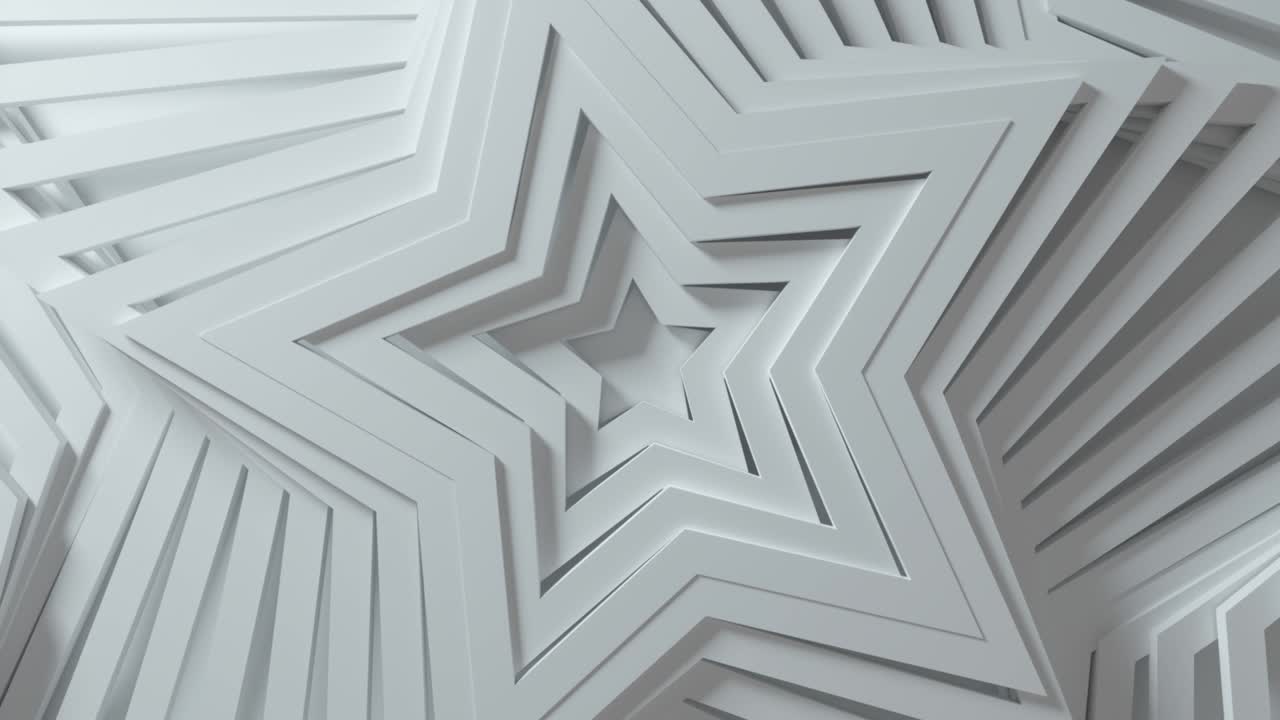 patrón de estrella abstracto con efecto de compensación y color blanco suave. animación de estrellas blancas blancas. fondo abstracto para presentación de negocios. bucle sin costuras 4k 3d render
