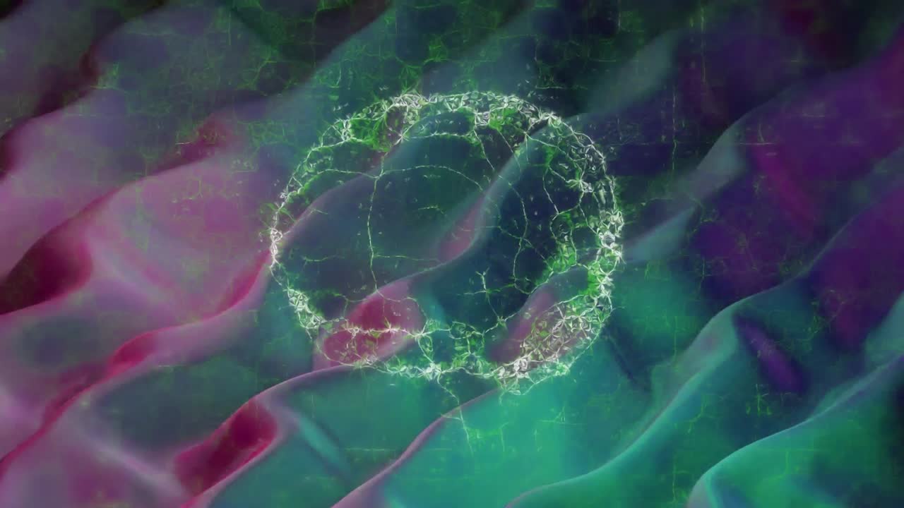 animación del cerebro humano girando sobre un fondo líquido