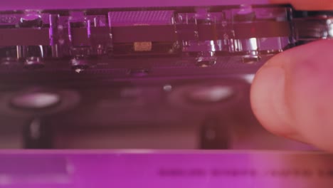 close-up of cassette tape
