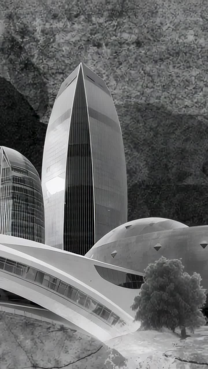 Vídeo vertical: pequeñas nubes en movimiento aparecen en la parte superior izquierda, avanzando sobre la plaza, velando la torre de la vela