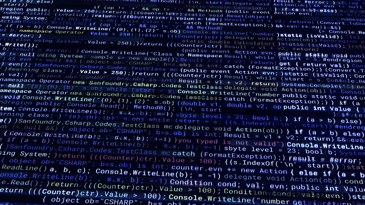 visualización detallada del código c# en la pantalla de la computadora