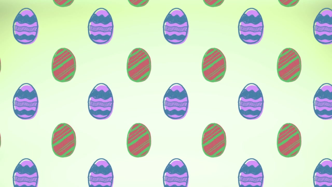 Animation of easter eggs on green background