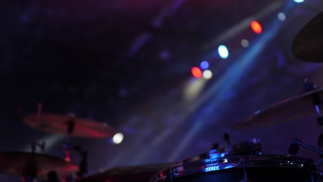 drum kit against the background of stage lights