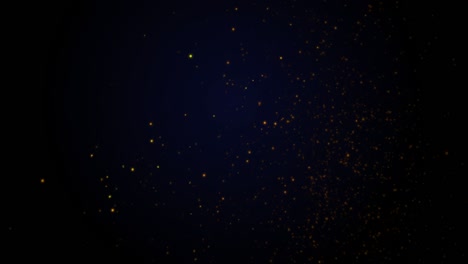 dark blue background with glittering golden particles flow in 4k video.