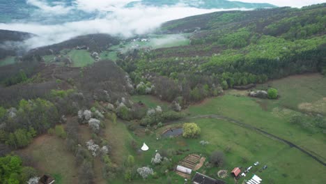 Aerial-footage-of-mystical-cloud-inversion-over-Slovakian-forest