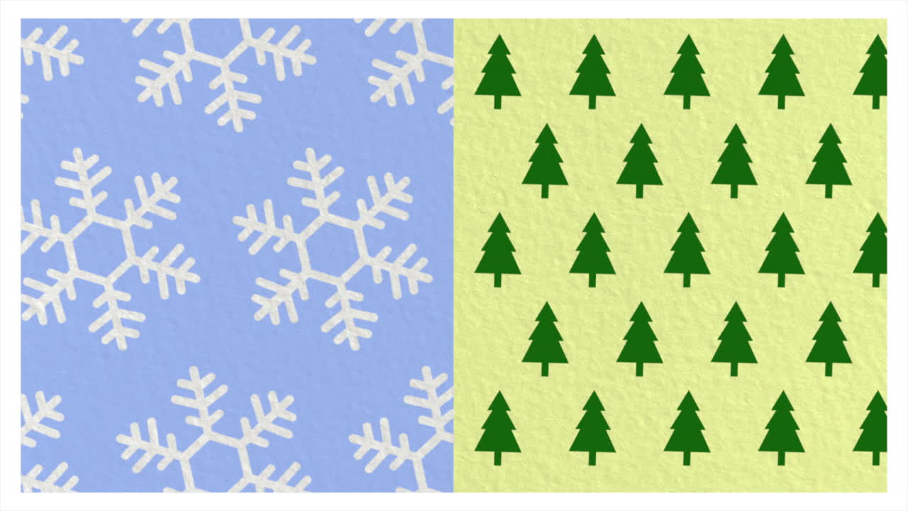 Snowflakes and Christmas green trees pattern