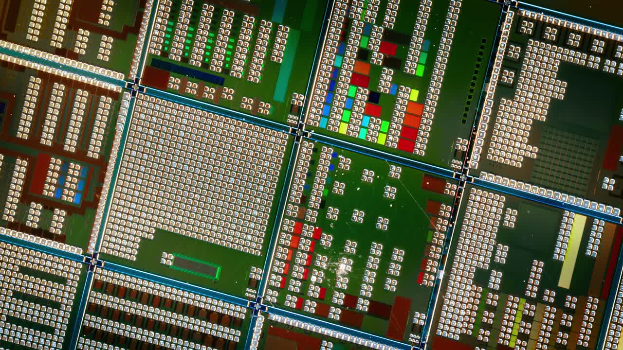 Silicon semiconductor wafer with integrated circuit die mosaic pattern