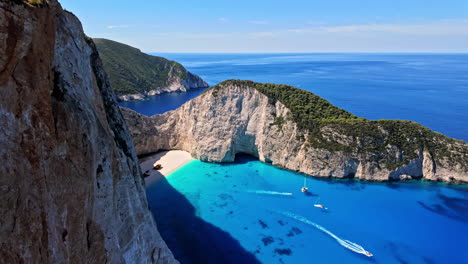 stunning aerial view of navagio beach (shipwreck beach) in zakynthos, greece