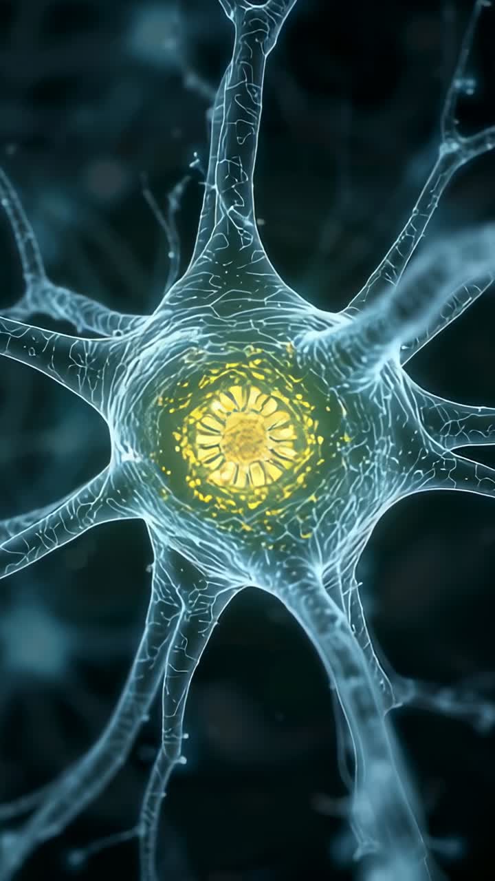 Vertical video: Revealing translucent neuron activating core in matrix moving spots along dendrites
