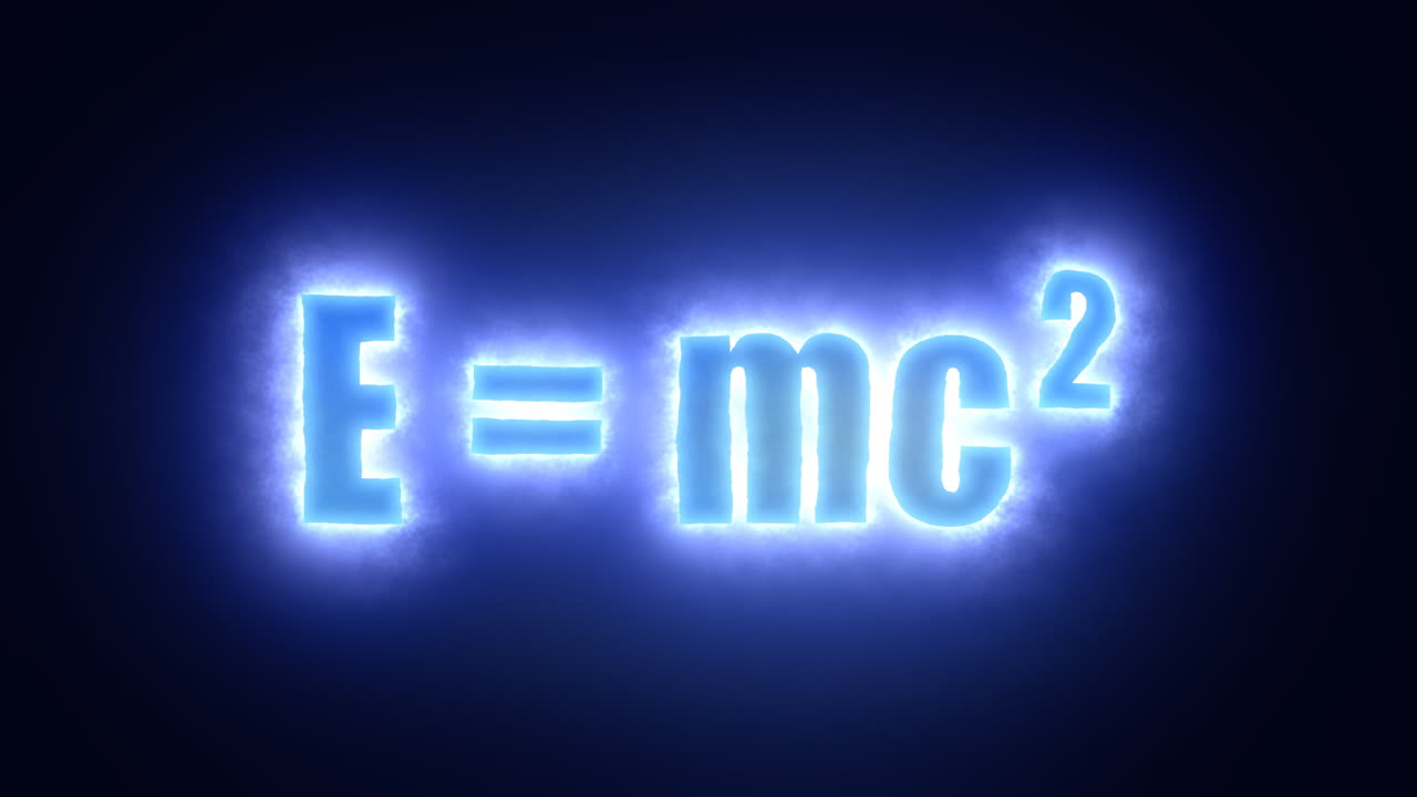 el texto e = mc2 , rodeado por una nube energética de electricidad