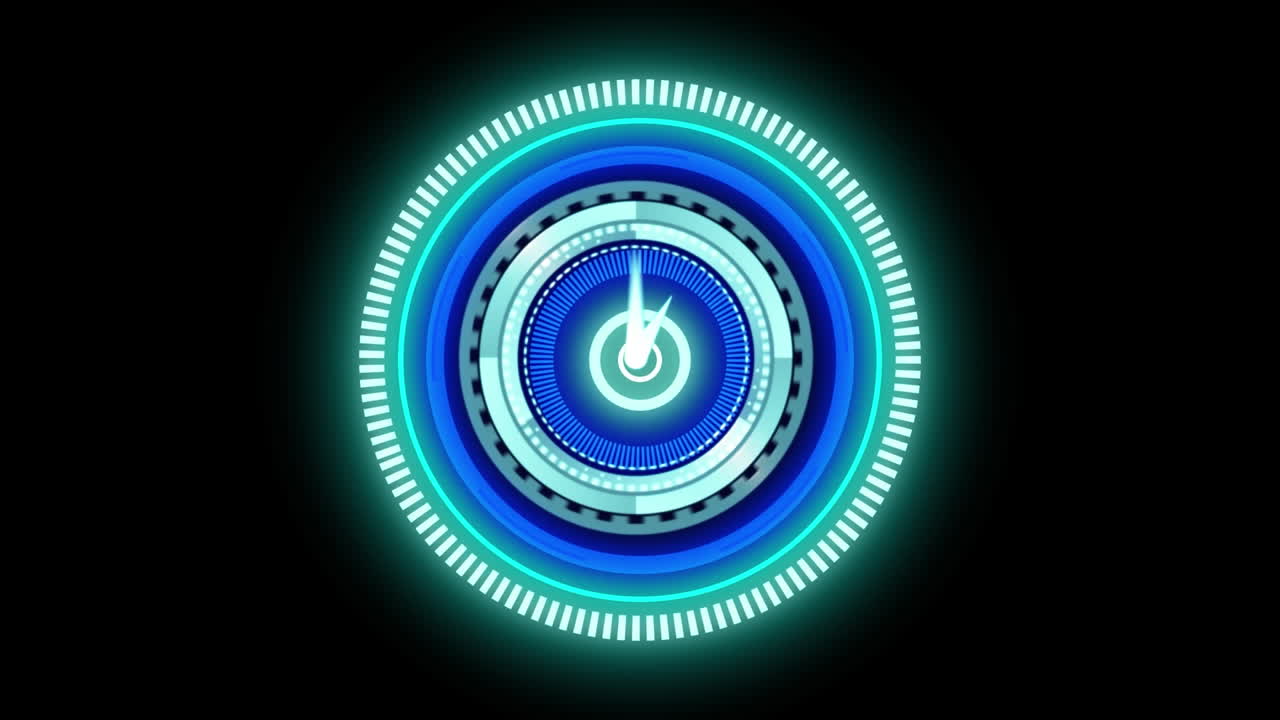 Animation of scope scanning with clock over black background