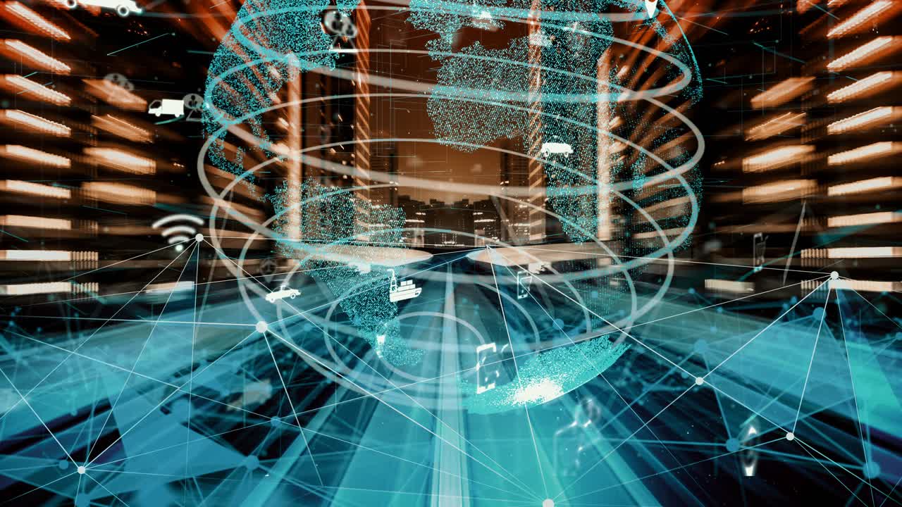 뉴이시 시 도로에서 미래의 자동차 교통을 위한 스마트 교통 기술 개념