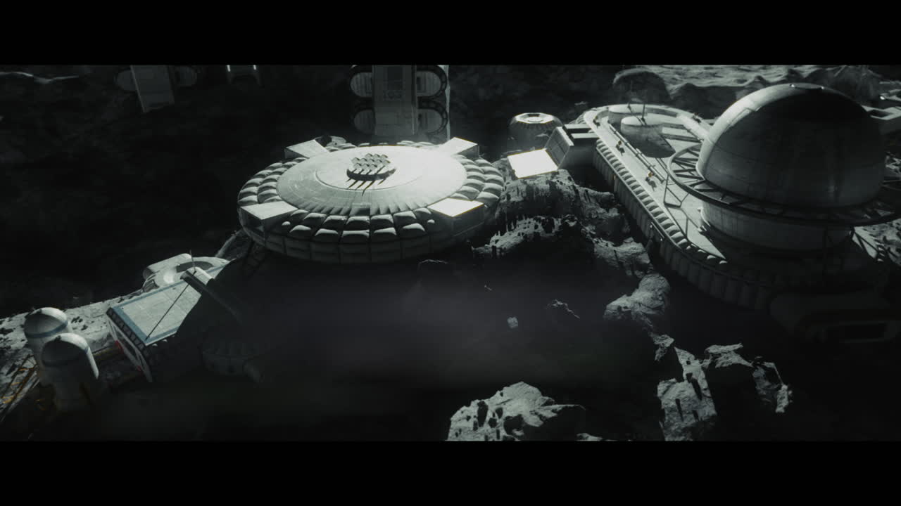 Moon surface with a lunar base