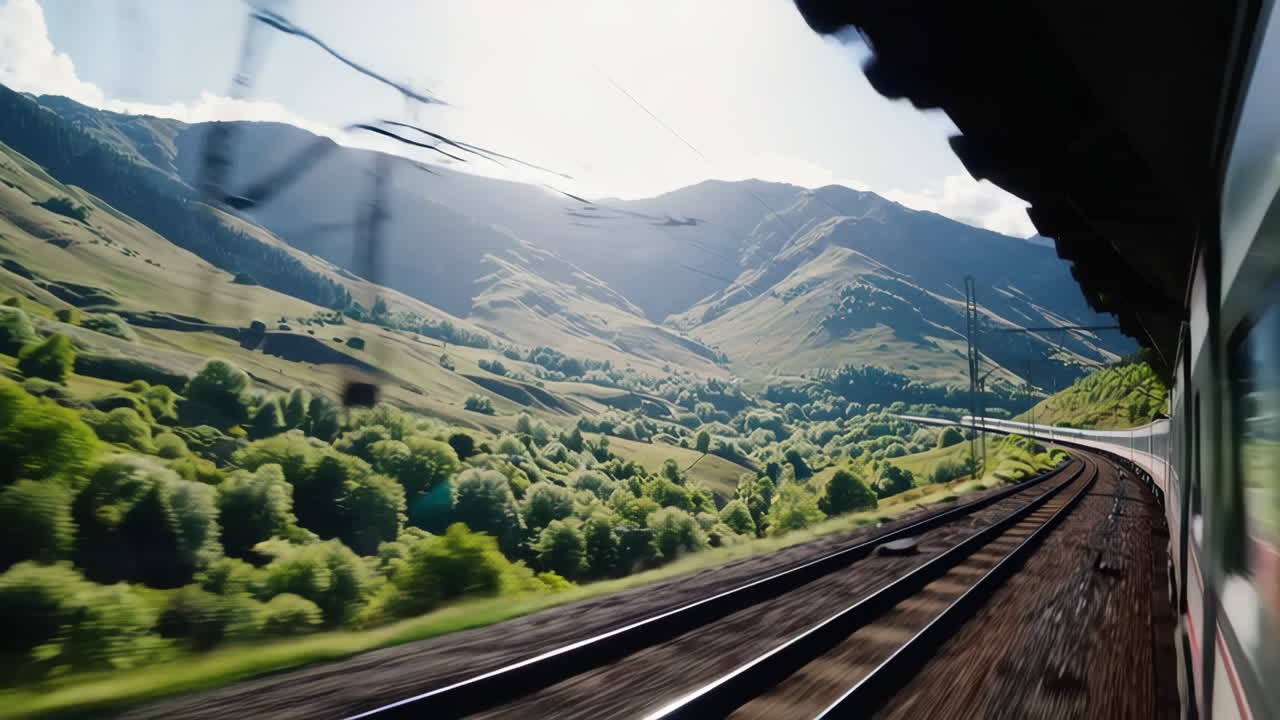 Train Journey Through Mountains and Tunnels