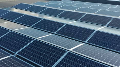 aerial view of modern solar panel array, alternative electric energy system from sunlight