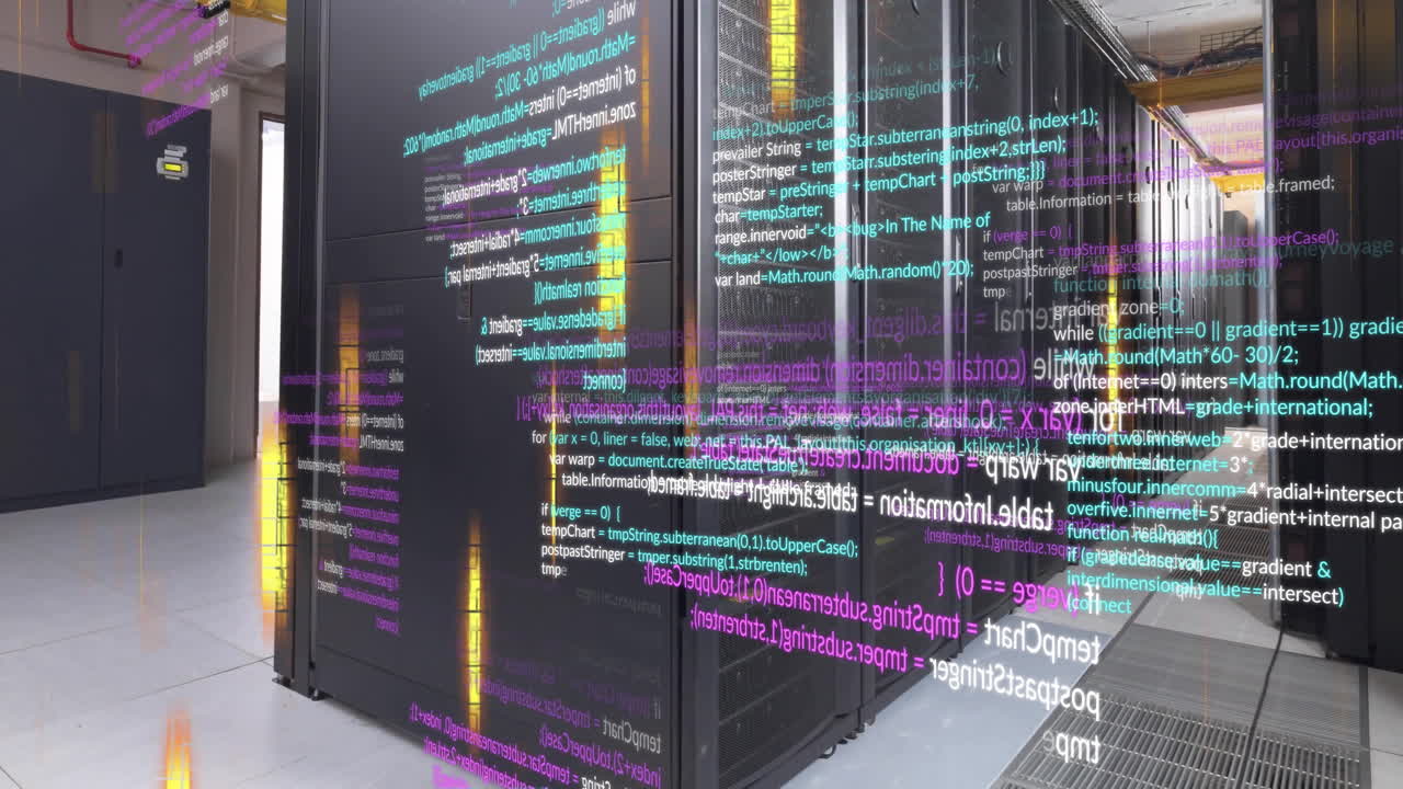 animación del procesamiento de datos a través de servidores informáticos