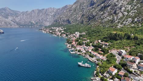 aerial drone view bay of kotor old coastal town city montenegro balkan country balkans adriatic sea