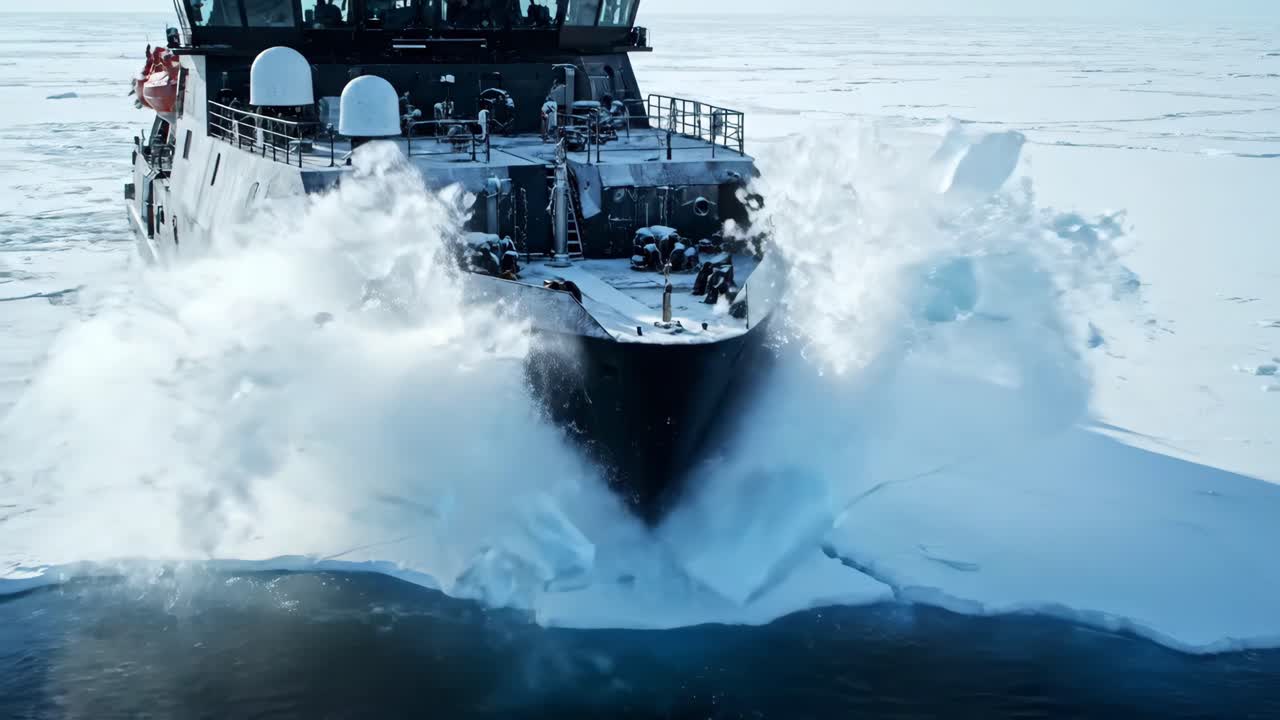 Icebreaker ship navigating through ice