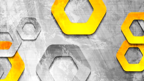 grey orange grunge wall and hexagons motion design