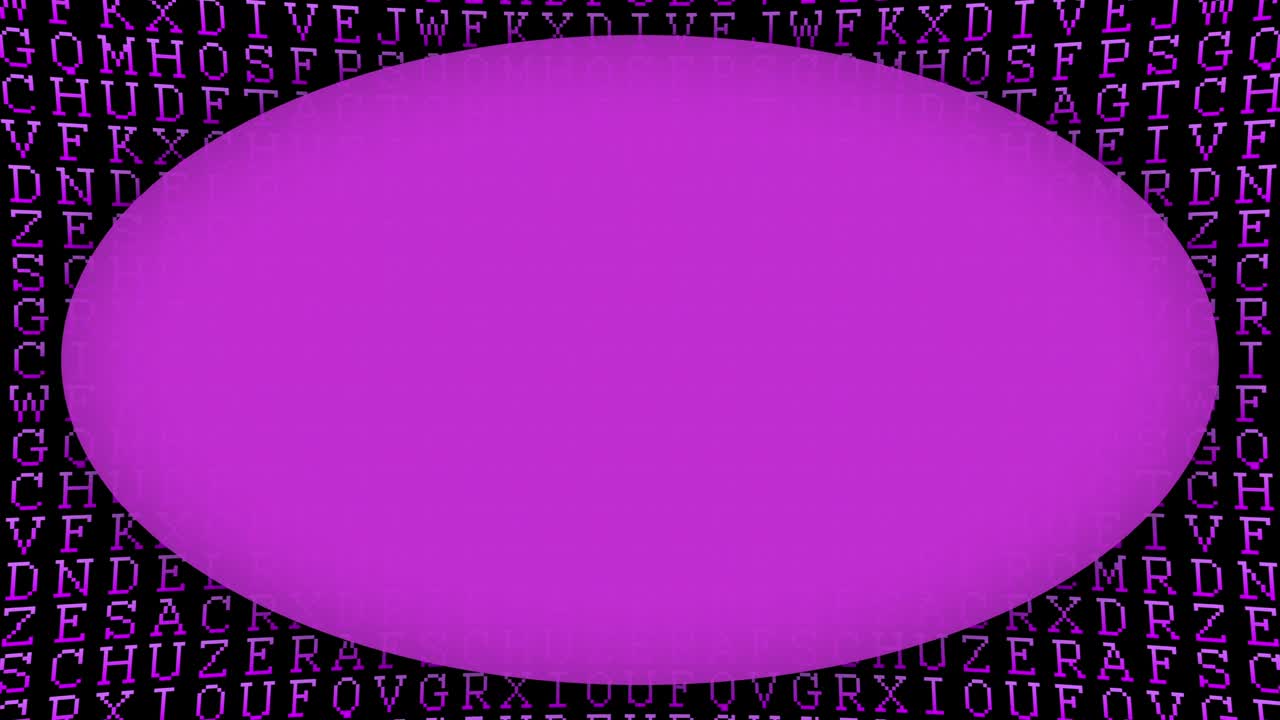 Letters of the alphabet pattern purple ellipse frame animated background