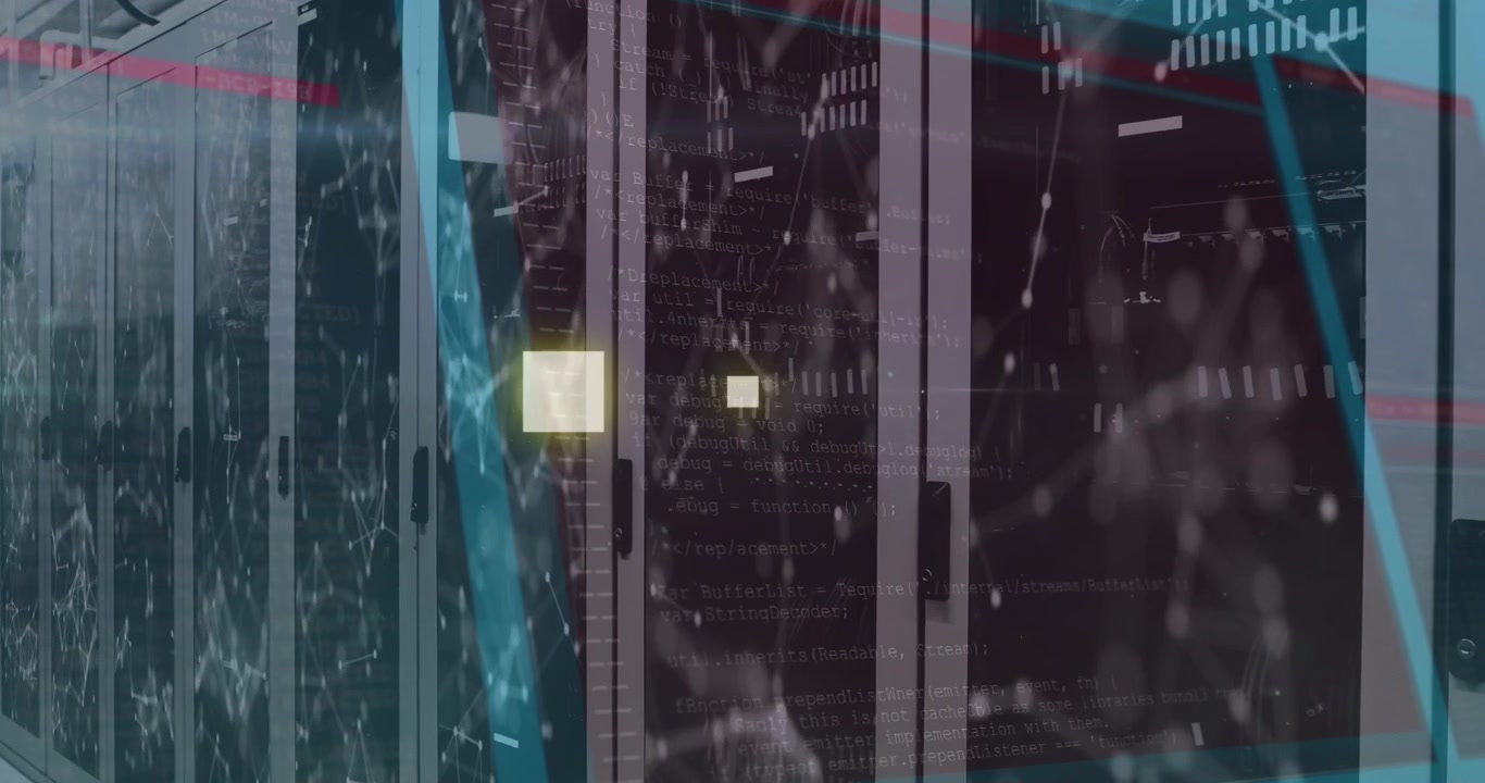 Animation of text with globe and network of connections