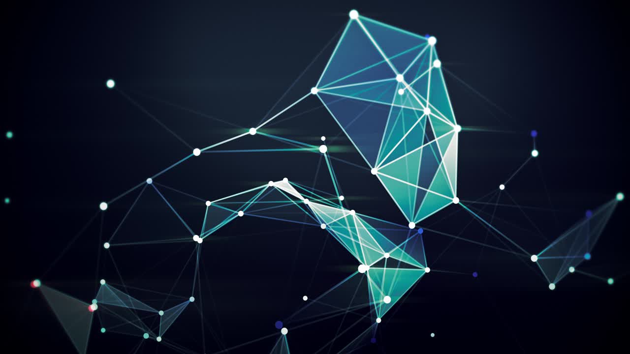 Abstract digital background with connected polygons loop