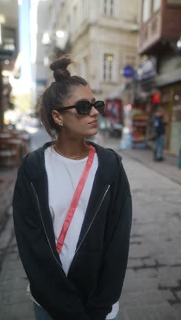 young woman walking in an istanbul street