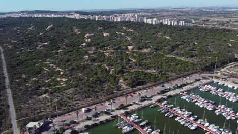 Aerial-panoramic-of-the-Guardamar-del-Segura-town-and-Marina-de-las-Dunas-port