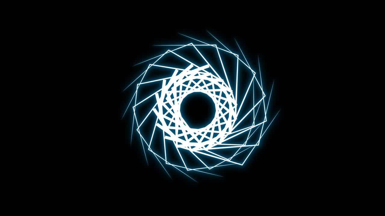 Animated Abstract Eye Forming from Hexagon Shapes Created from Compliacted Web of Different Lines on Black Background. Animated Motion Graphics