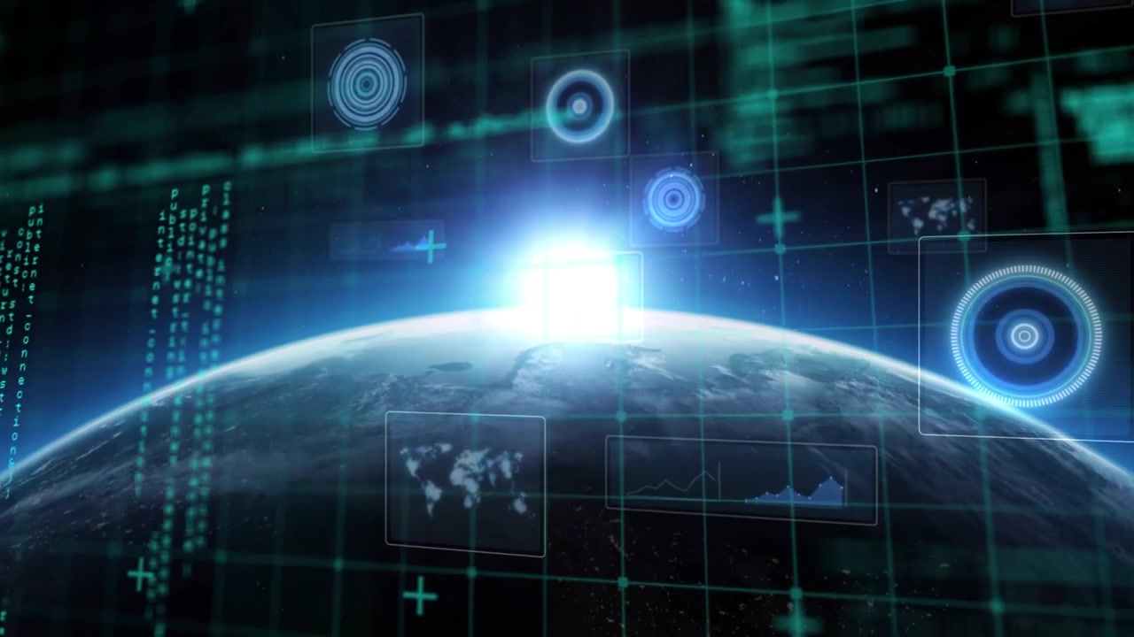 Teal HUD reacting to horizon light emerging, planet limb brightening, displaying orbital data