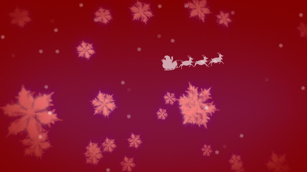 산타클로스 에 맞서 떠다니는 스노우플레이크 들 이 빨간 배경 에 렌더 들 이 끌고 있는  ⁇ 매