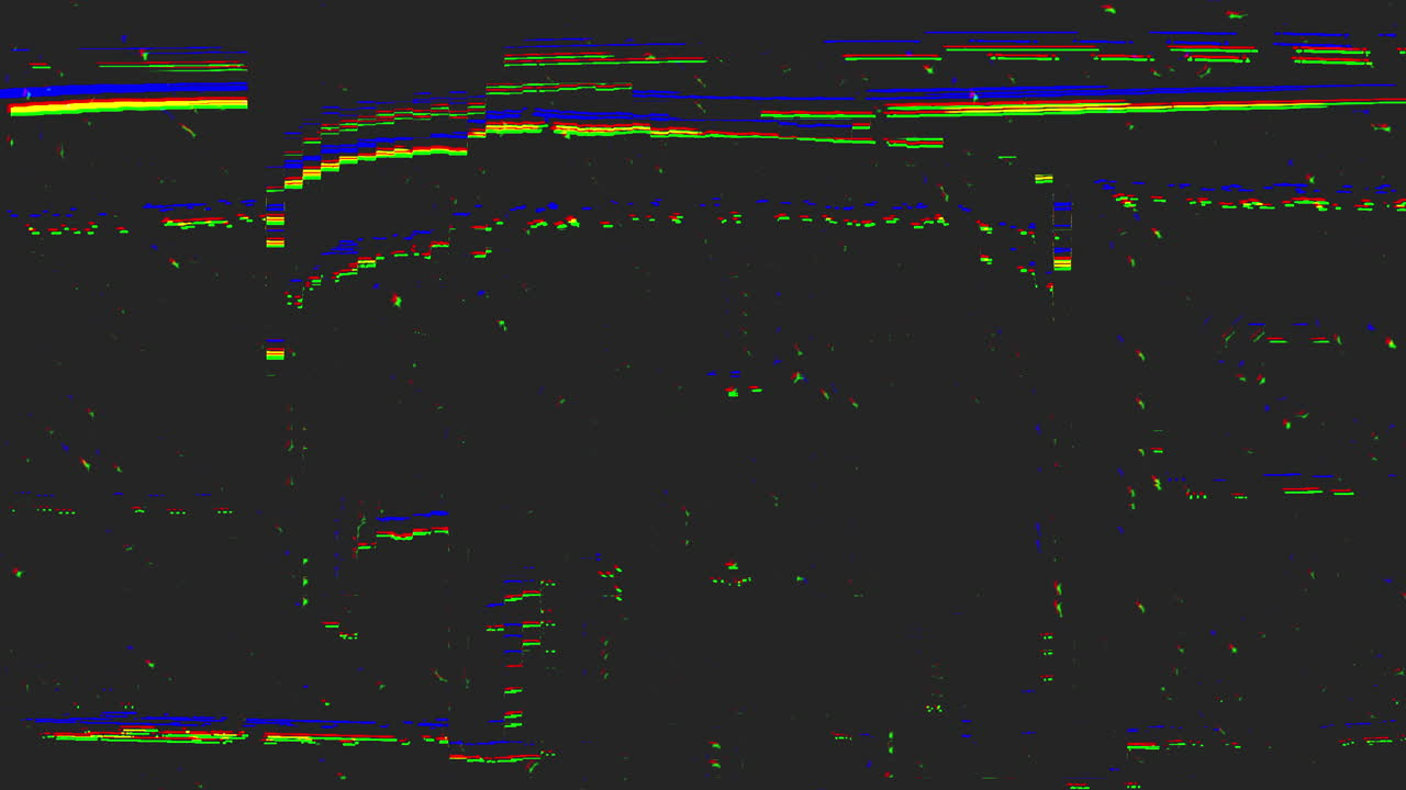 Difetti televisivi con glitch e rumore e artefatti su texture nera