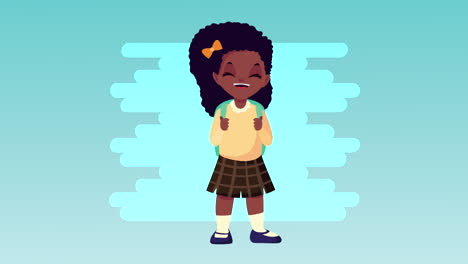 back to school animation with afro schoolgirl