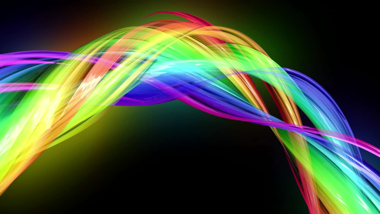 4k colorida animación en bucle de una cinta de colores arco iris con luz de neón moviéndose en un círculo como fondo abstracto con líneas y cintas. luma matte está incluido como canal alfa para la composición. 7