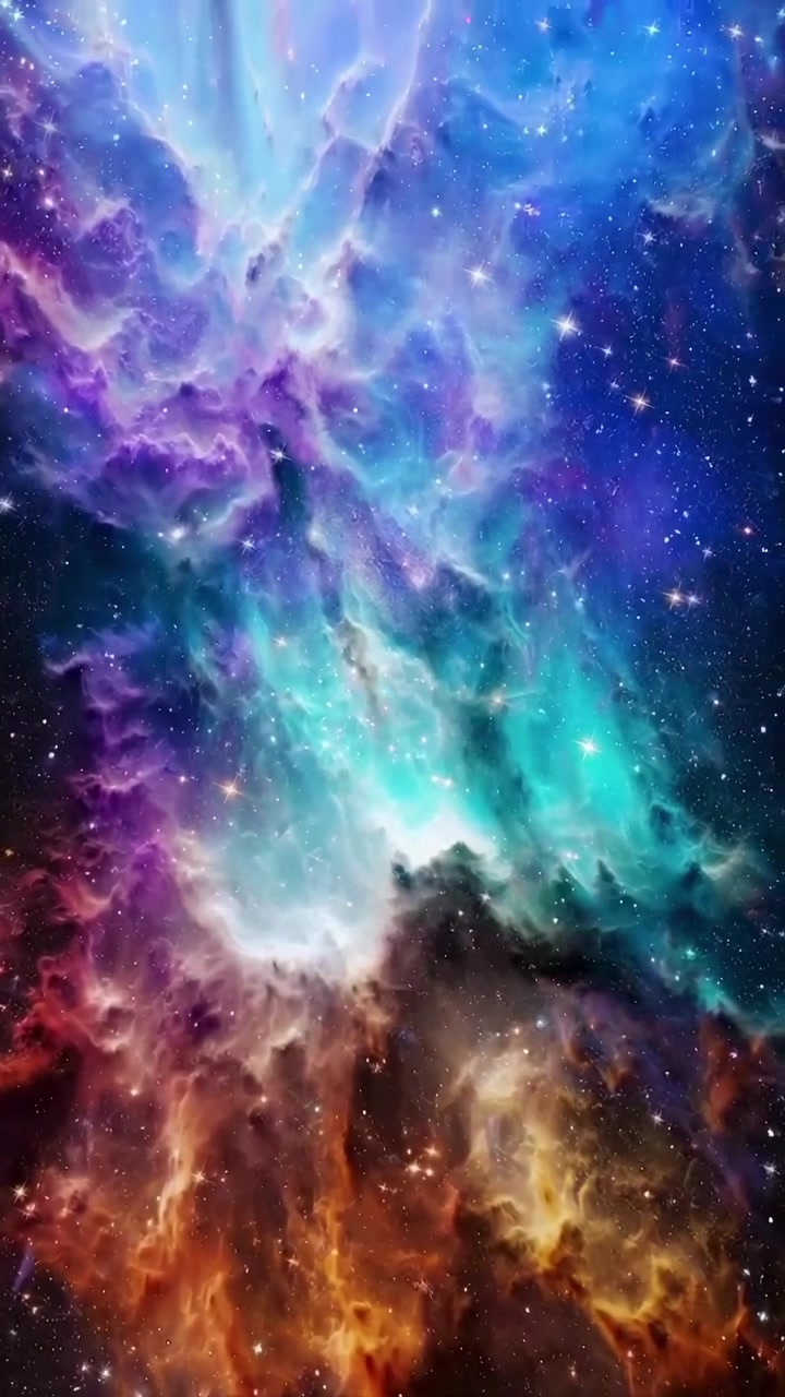 Vibrant Colorful Nebula with Twinkling Stars in Deep Space