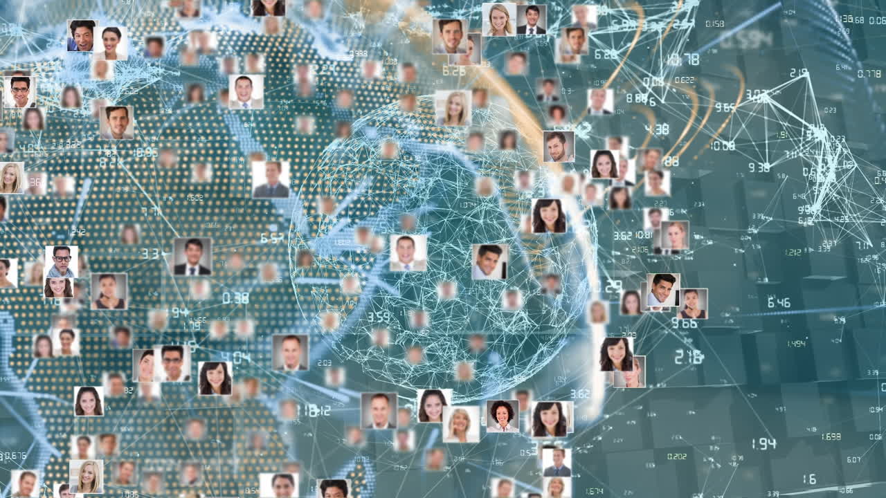 파란색 배경 위에 있는 사람 아이콘의 애니메이션