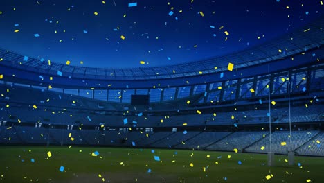 Colourful-confetti-falling-down-in-front-of-a-sports-stadium
