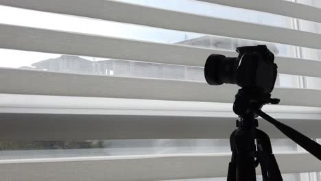 dslr camera on a tripod stock footage