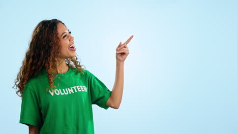 face, woman and volunteer with information