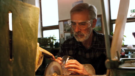 glassblower working on a glass