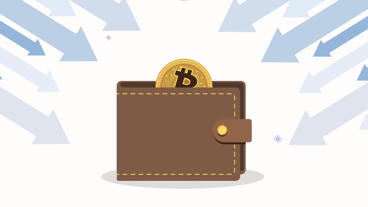 animación de criptomoneda en la billetera de bitcoin