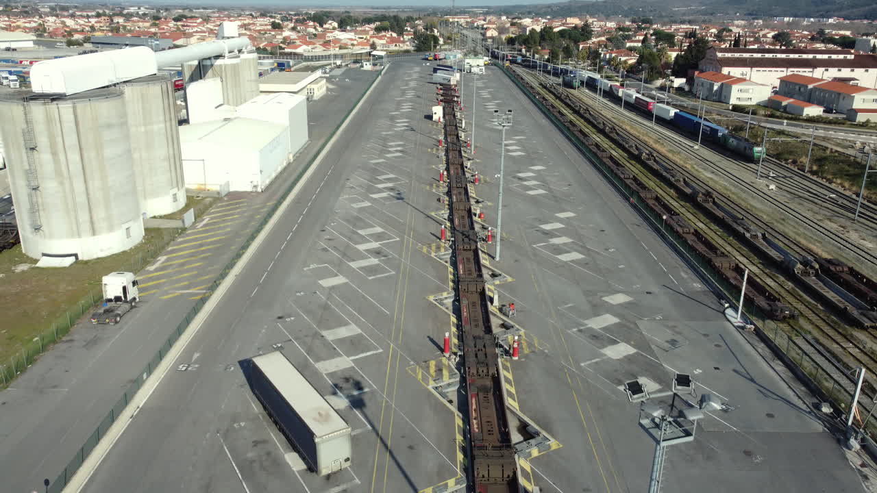 Aerial View of a Freight Train Loading/Unloading Yard