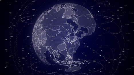 globo digital girando, haciendo zoom en el país de corea del norte