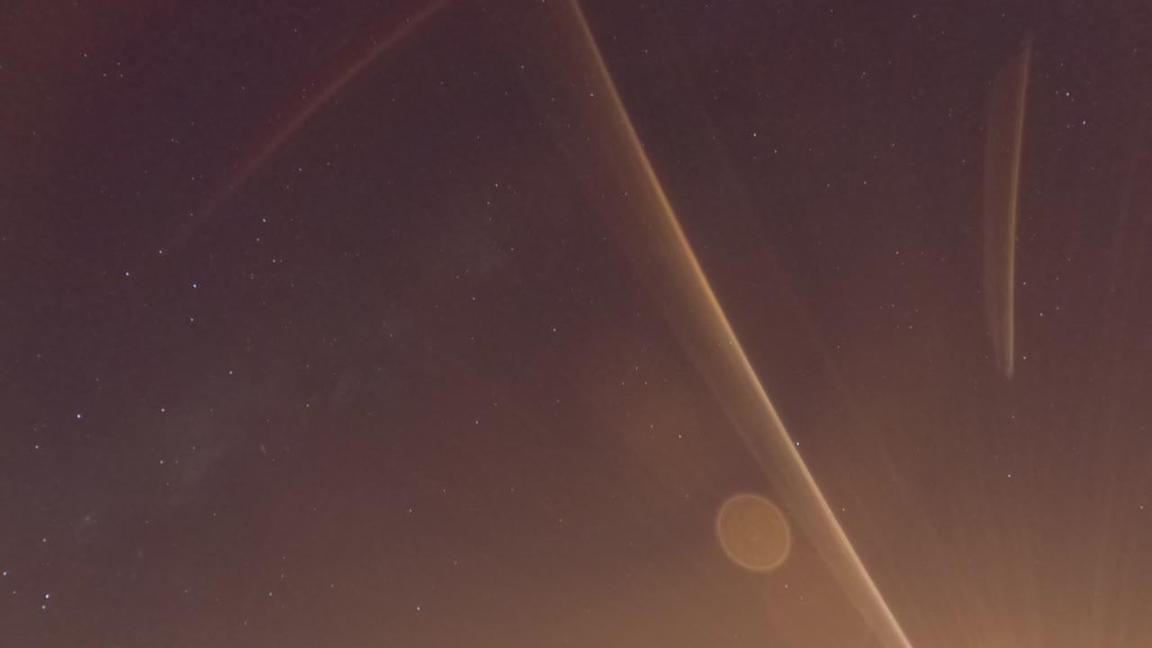 Time Lapse of Bokeh moon light ray flare n golden star on dark night sky n white cloud