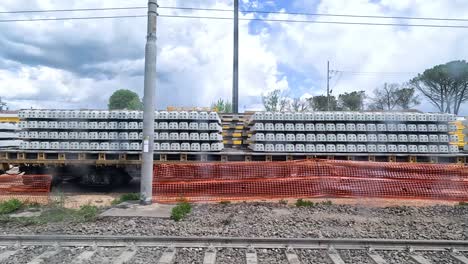 heavy machinery working on railway track installation