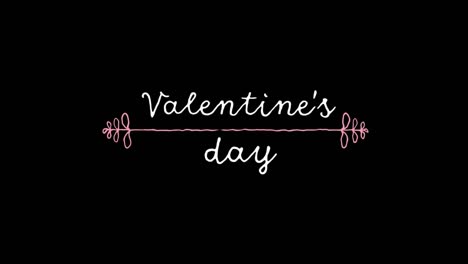 Animation-Des-Valentinstags-In-Weißen-Buchstaben-Auf-Schwarzem-Hintergrund