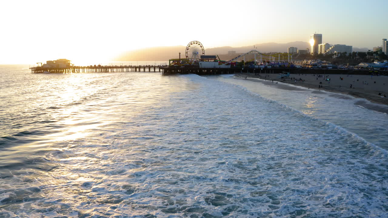 Sunset over Santa Monica Pier and Beach