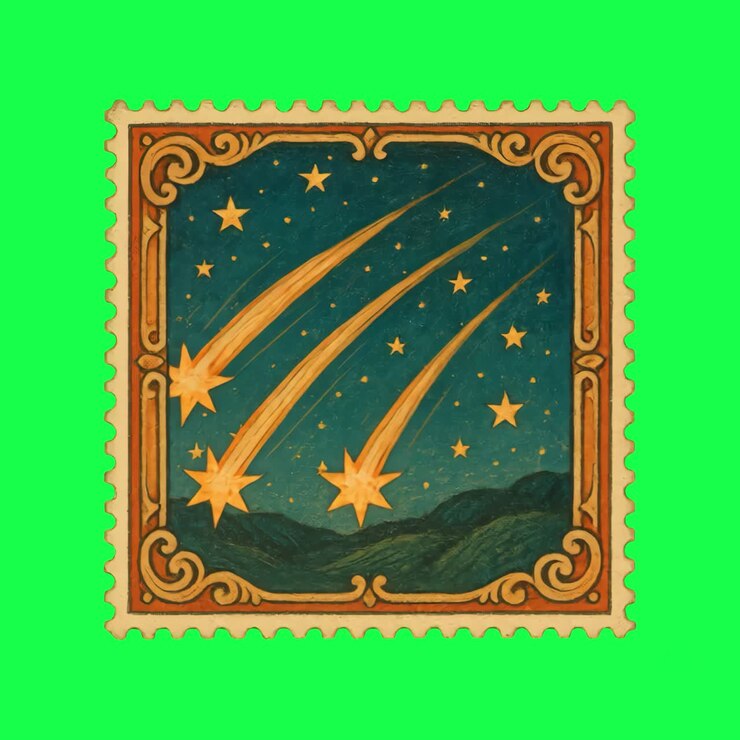 Animation af et vintage himmelsk stempel, gennemsigtig 4K video, green screen