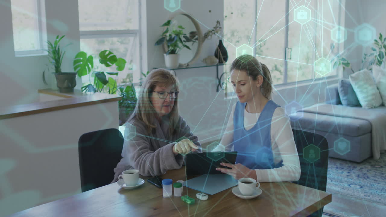 고위 백인 여성과 의사에 대한 연결 네트워크와 데이터 처리 활성화
